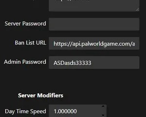 Server configuration for Palworld