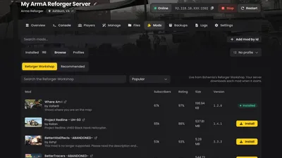 ArmA Reforger now on the new LOW.MS Control Panel
